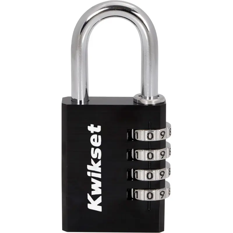 Kwikset 1-1/2 in. Aluminum Combination Padlock with 1-3/16 in. Shackle - Black