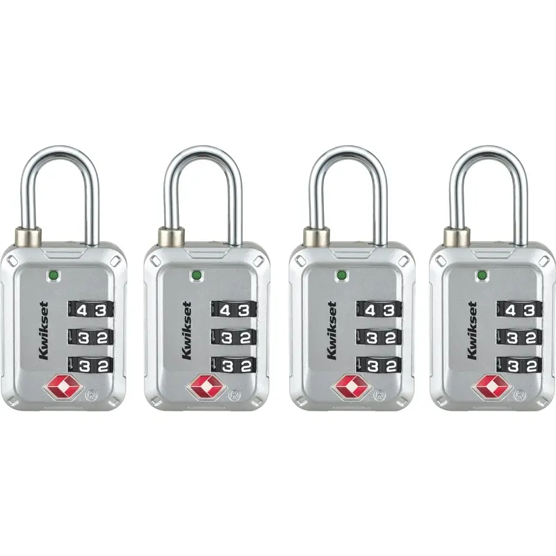 Kwikset 1-3/16" TSA Combination Padlock 4/pk - Silver