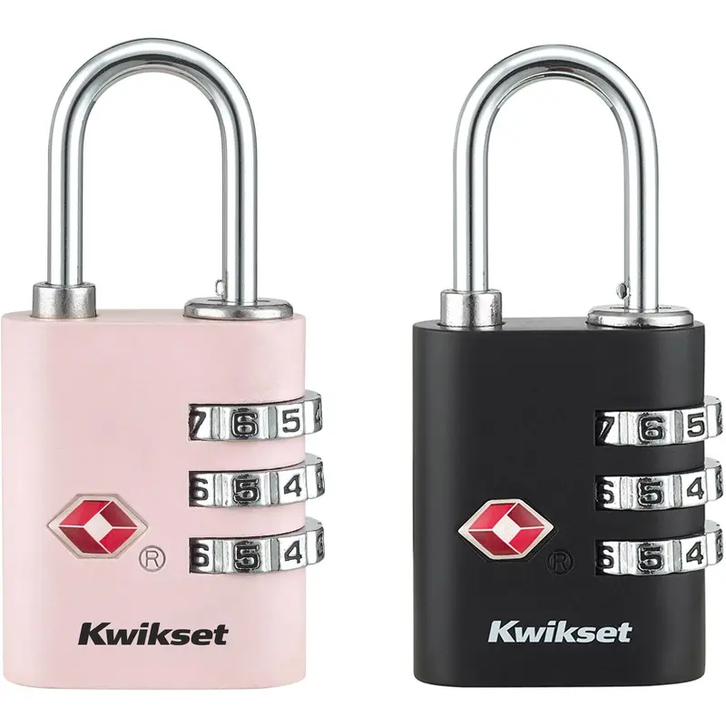 Kwikset 1-3/16" TSA Round Cable Combination Padlock with 15/16" Shackle 2/pk - Pink/Black