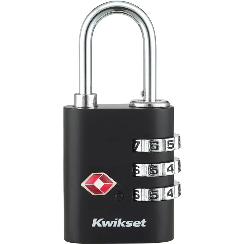 Kwikset 1-3/16" TSA Round Cable Combination Padlock with 15/16" Shackle - Black