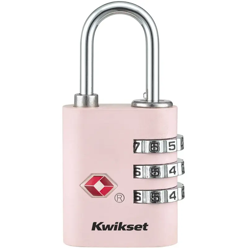 Kwikset 1-3/16" TSA Round Cable Combination Padlock with 15/16" Shackle - Pink