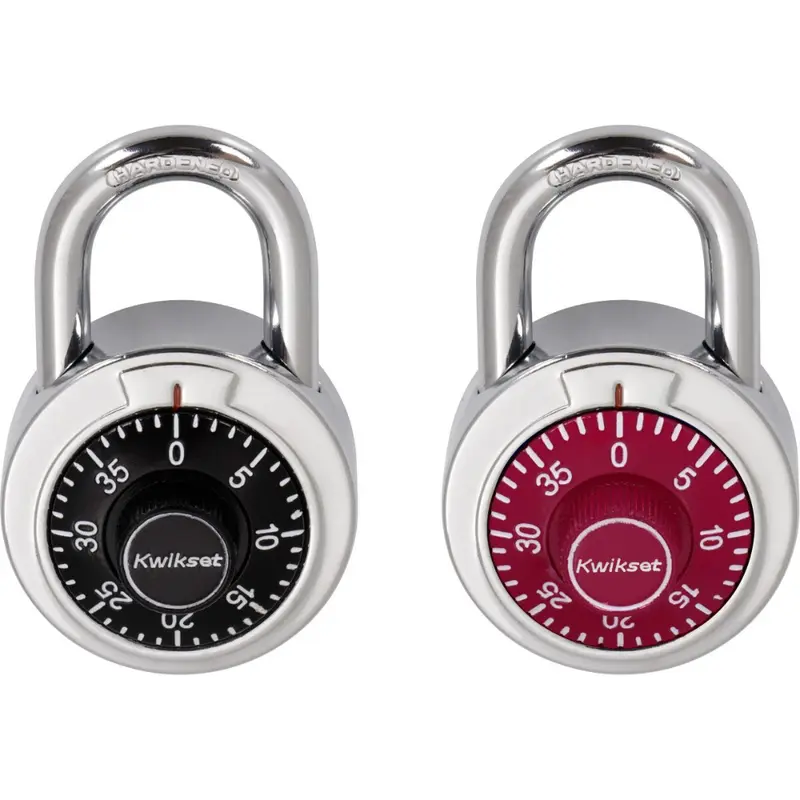 Kwikset 2" Combination Dial Padlock with 13/16" Shackle 2/pk - Black/Red