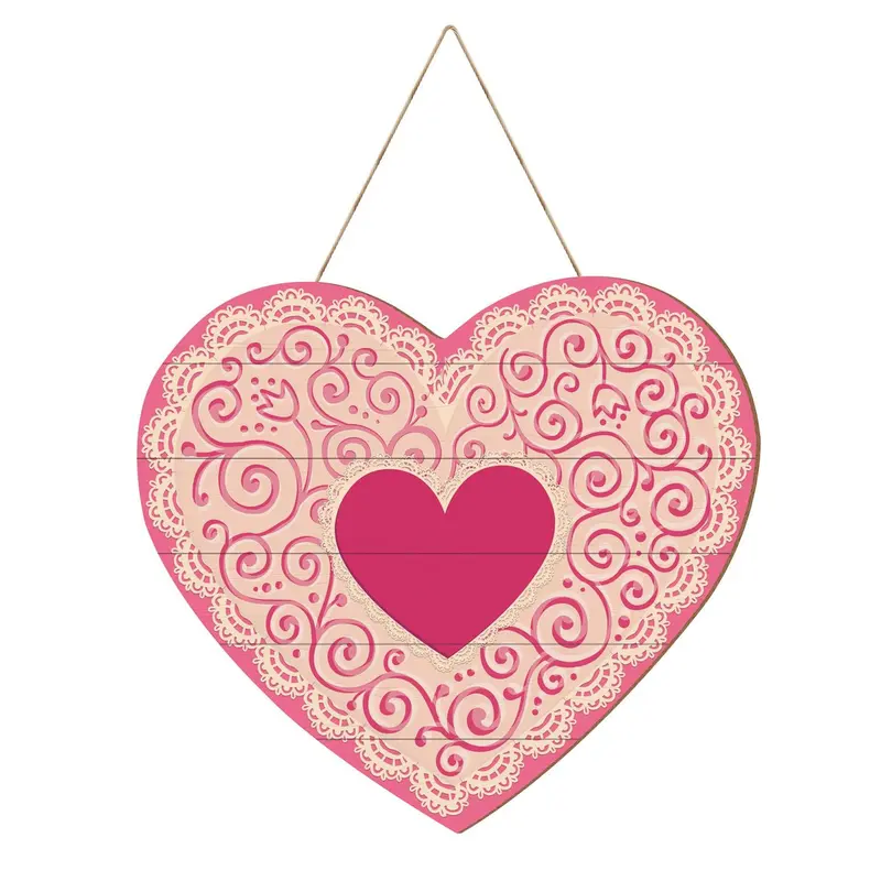 Laced Heart Be Mine Wooden Shaped Door Decor