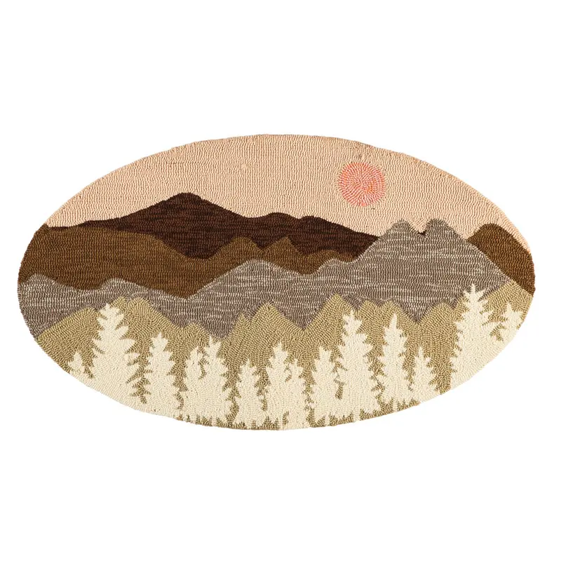 Landscape Scene Hooked Rug,4hr114