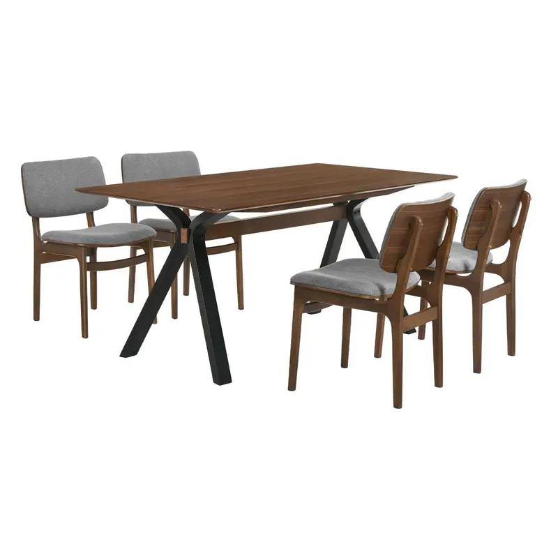 Laredo and Lima 5 Piece Walnut Rectangular Dining Set By Armen Living