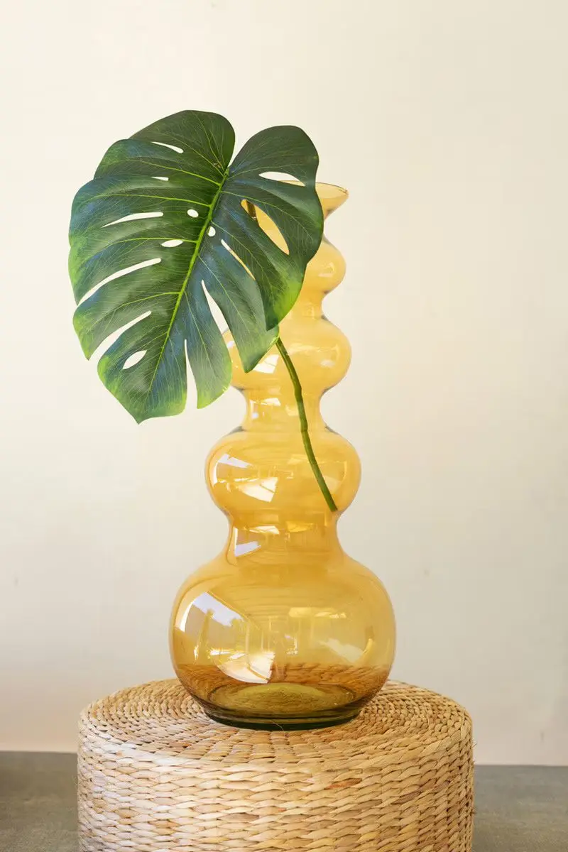 Large Glass Bubble Vase - Amber By Kalalou
