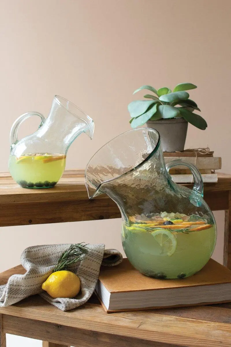 Large Glass Tilted Pitcher (Min 2) By Kalalou