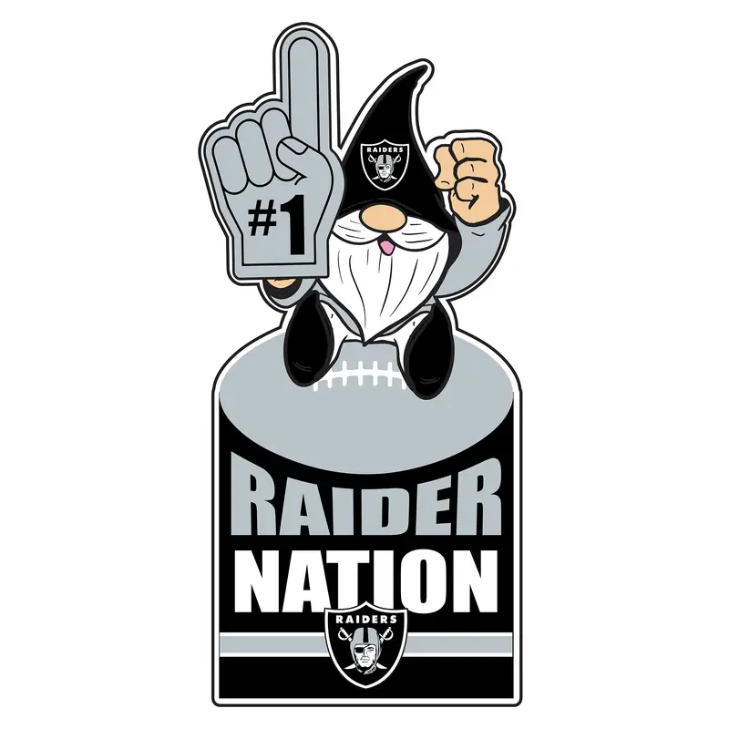 Las Vegas Raiders Gnome Metal Sign 10"L x 30"H