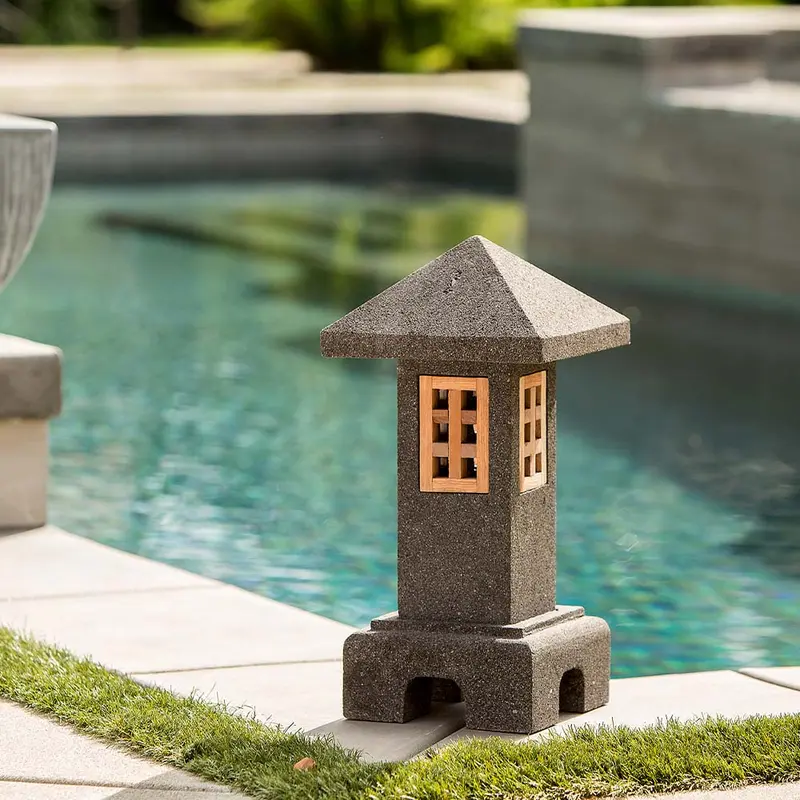 Lava Stone Garden Lantern - Dapjang Set of 2 By Garden Age Supply