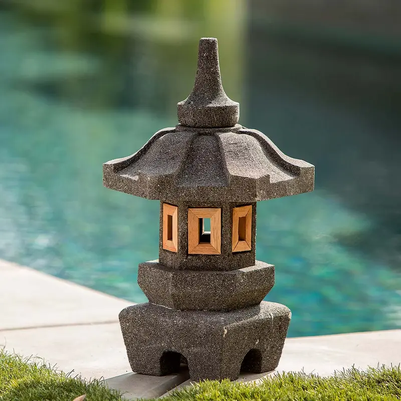 Lava Stone Garden Lantern - Deproke Set of 2 By Garden Age Supply