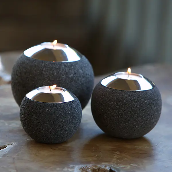 Lava Stone T-Light Holders (Set of 6) By Garden Age Supply