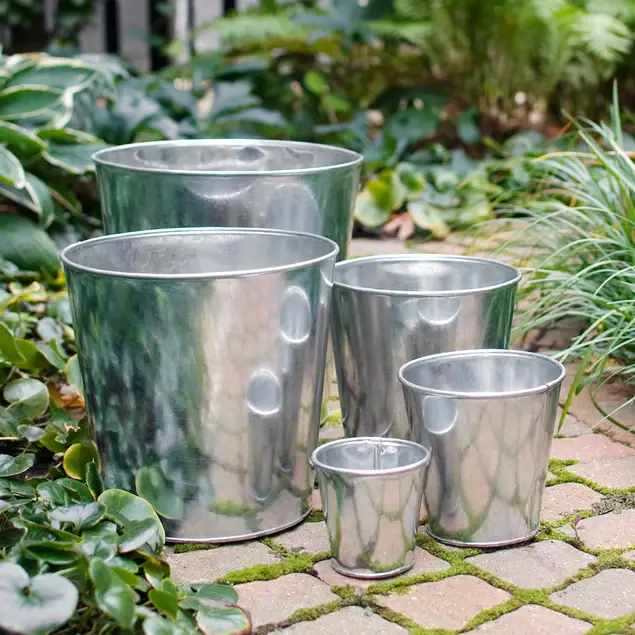 LC Metal Galvanized Pot 10.5"H By Gold Leaf Design Group