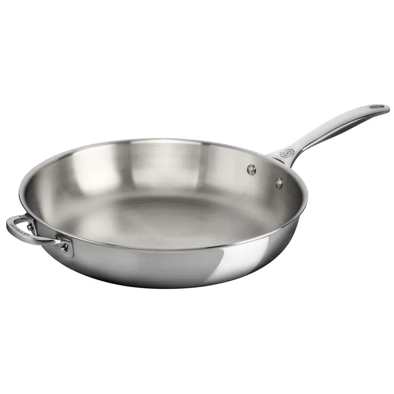 Le Creuset 12.5" Stainless Steel Deep Fry Pan With Helper Handle