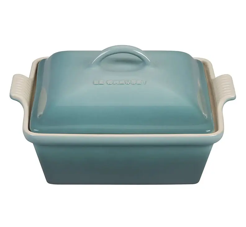 Le Creuset 2.5 qt. (9") Heritage Covered Square Casserole - Sea Salt