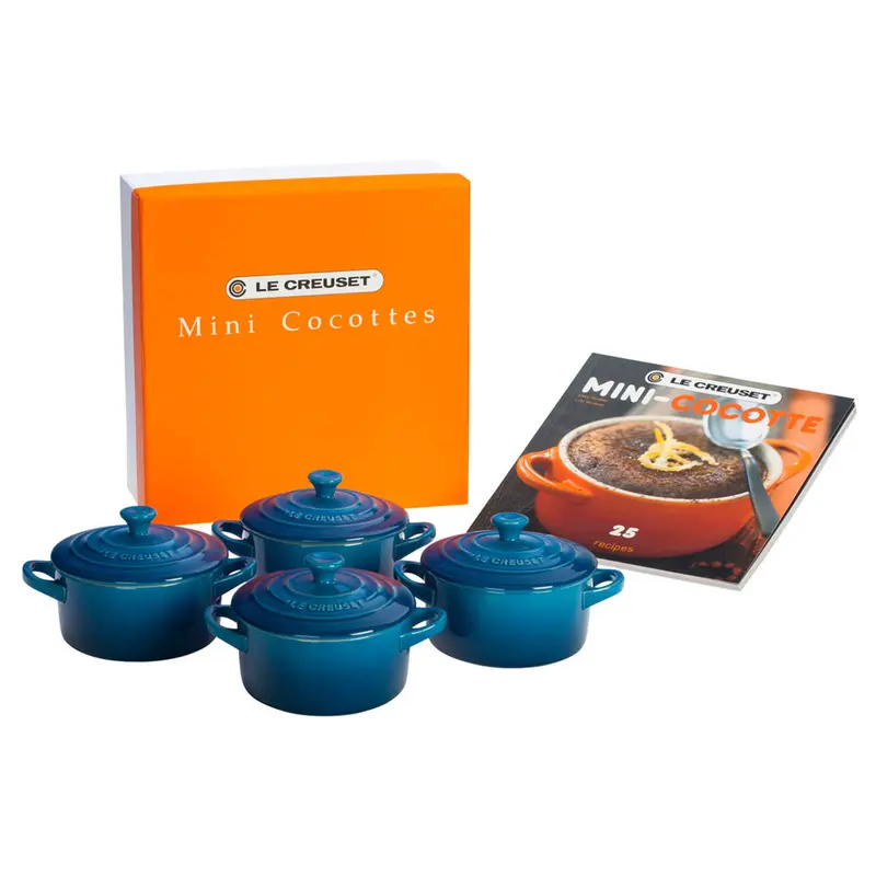 Le Creuset 4- Piece 8 oz. Cocottes w/ Mini-Cocotte Cookbook - Marseille