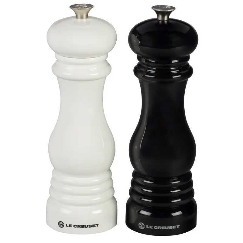Le Creuset 8" x 2.5" Salt and Pepper Mill Set - White/Black