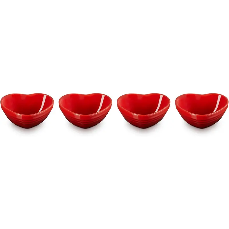 Le Creuset Mini Heart Bowls Set of 4 - Cerise