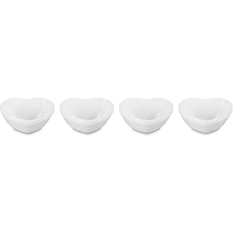 Le Creuset Mini Heart Bowls Set of 4 - White