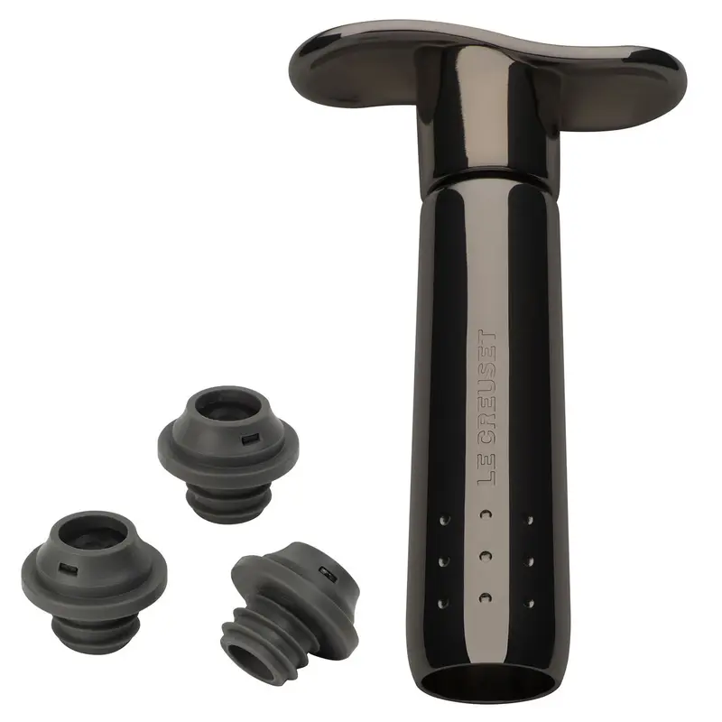 Le Creuset Wine Pump And 3 Stoppers - Black Nickel