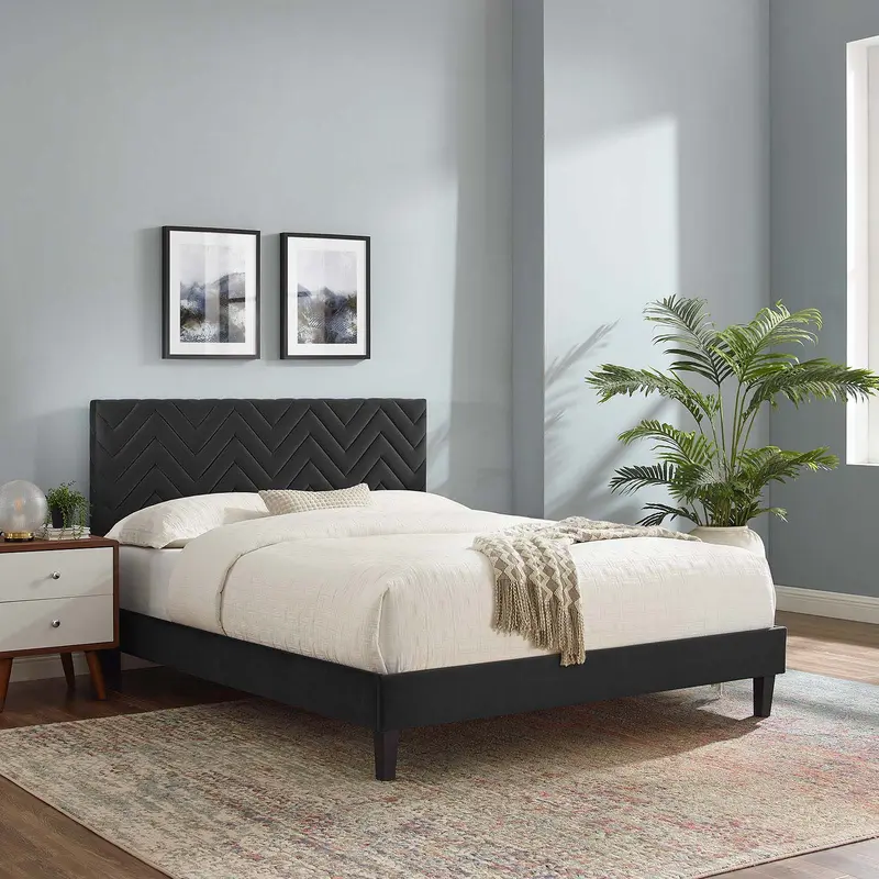 Leah Chevron Tufted Performance Velvet Full Platform Bed By Modway - MOD-6997