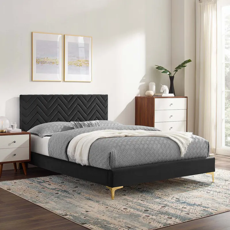 Leah Chevron Tufted Performance Velvet Full Platform Bed By Modway - MOD-7001