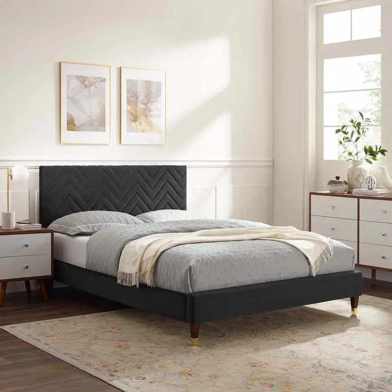 Leah Chevron Tufted Performance Velvet Queen Platform Bed By Modway - MOD-6969