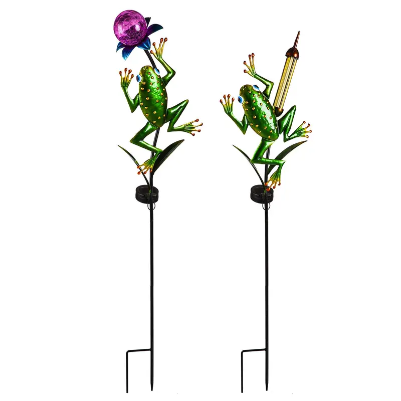 Leaping Frog Solar Garden Stake, 2 Asst, 6 of Each, 12 Piece CDU