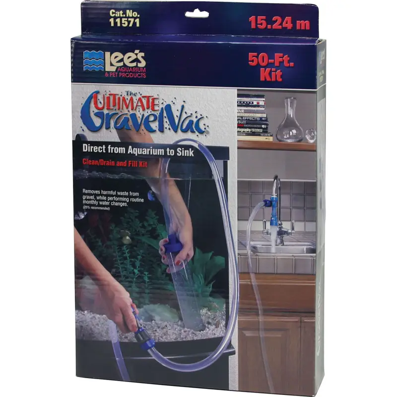 Lee’s Ultimate Gravel Vacuum Kit 50 FT Aquarium Gravel Cleaner With Fish-Saver Assembly for Easy Water Changes