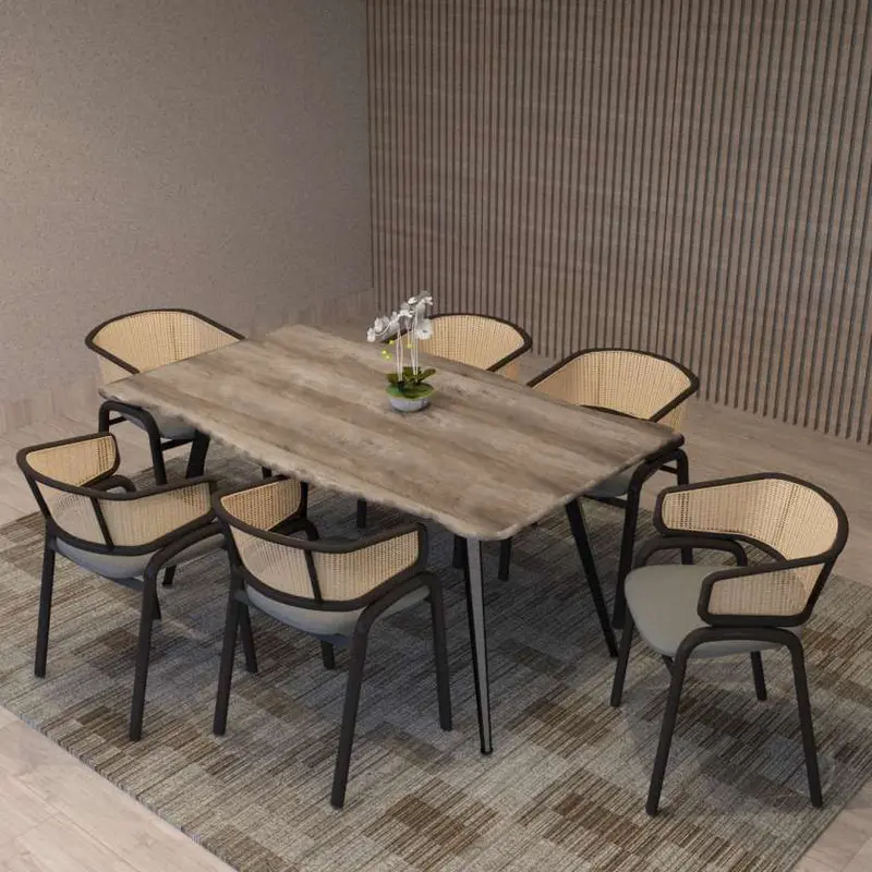 Leisuremod Ervilla Modern Dining Chair With Stainless Steel Legs Velvet Seat and Wicker Back - EC20GR