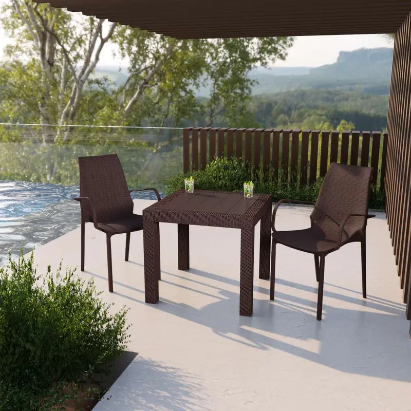LeisureMod Kent Outdoor Patio Plastic Dining Arm Chair - KCA21BR