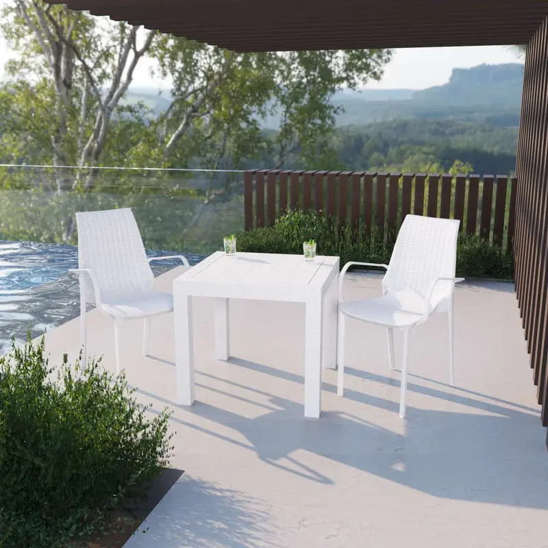 LeisureMod Kent Outdoor Patio Plastic Dining Arm Chair - KCA21W