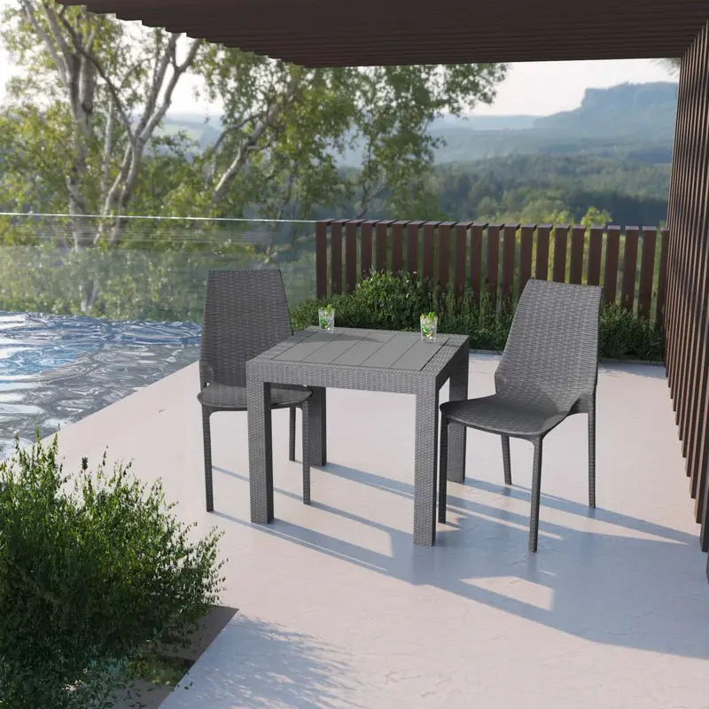 LeisureMod Kent Outdoor Patio Plastic Dining Chair - KC19GR