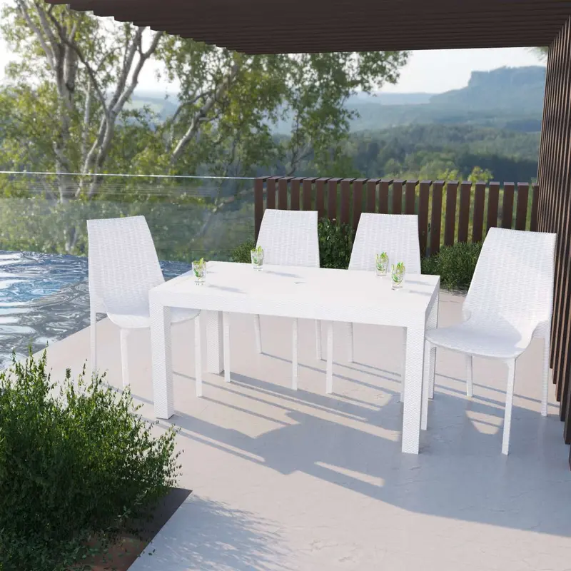 LeisureMod Kent Outdoor Patio Plastic Dining Chair, Set of 4 - KC19W4