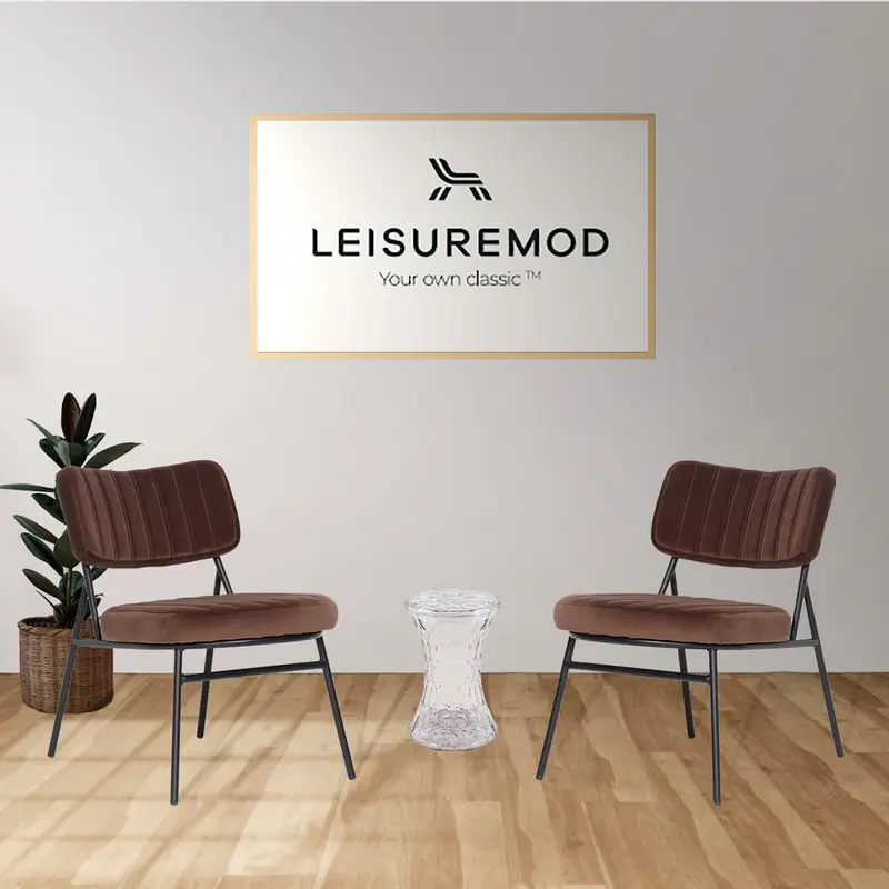 LeisureMod Marilane Velvet Accent Chair With Metal Frame Set of 2