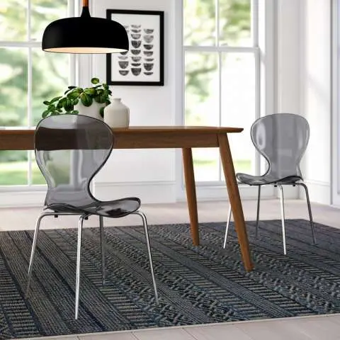 LeisureMod Modern Oyster Transparent Side Chair - OC17TBL