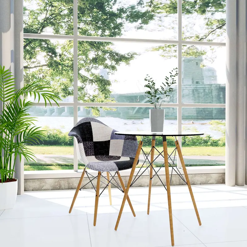 LeisureMod Willow Patchwork Fabric Eiffel Accent Chair - W24FC