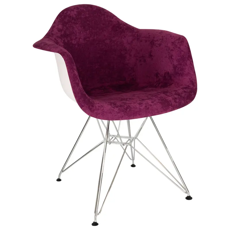 LeisureMod Willow Velvet Eiffel Metal Base Accent Chair - WM24VPR
