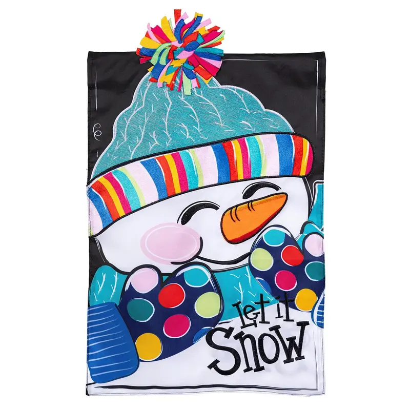 Let It Snow-Man Applique Garden Flag