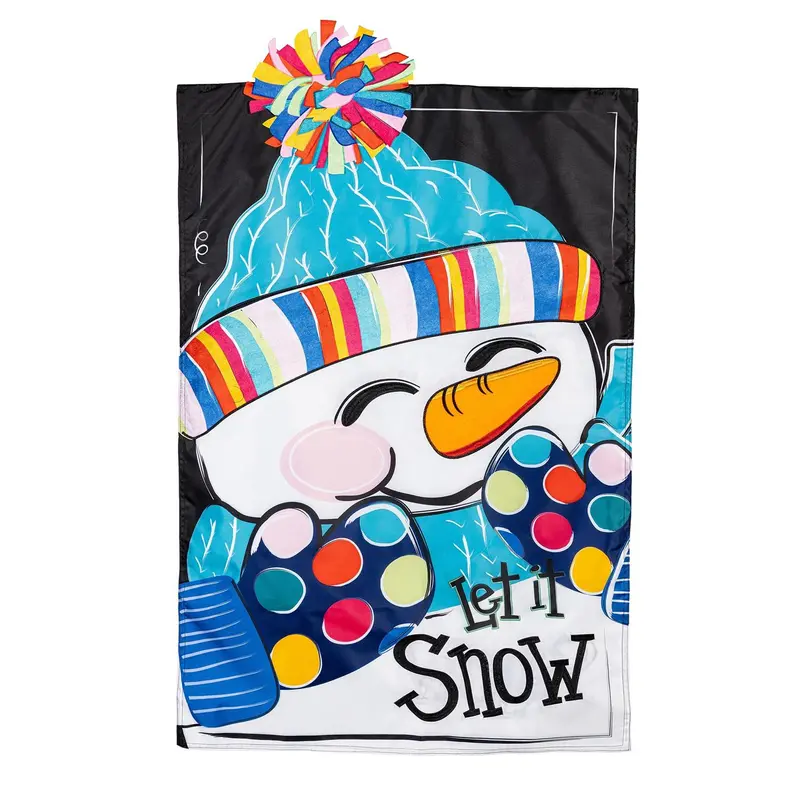 Let It Snow-Man Applique House Flag