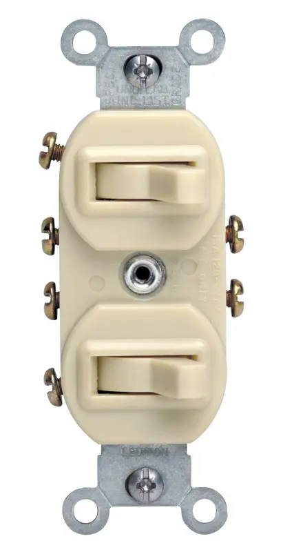 Leviton 15 amps Three Pole Toggle Duplex Combination Switch Ivory 1 pk - Deal of The Week