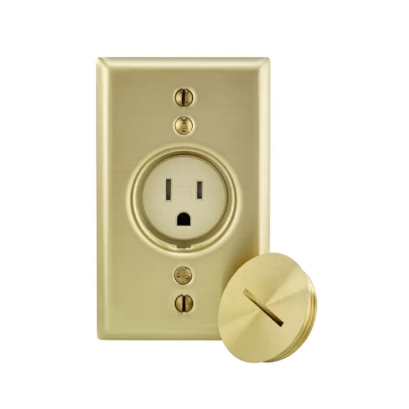 Leviton Brass Black 1-Gang Thermoplastic Tamper Resistant Face Straight Blade Receptacle 15A 125V - Open Box