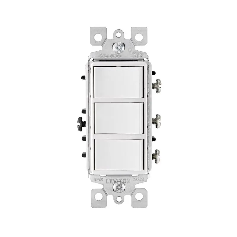 Leviton Decora Thermoplastic White 15A 120V 1-Pole Rocker Triple Combination Switch 7 W x 3 H in. - Deal of The Week