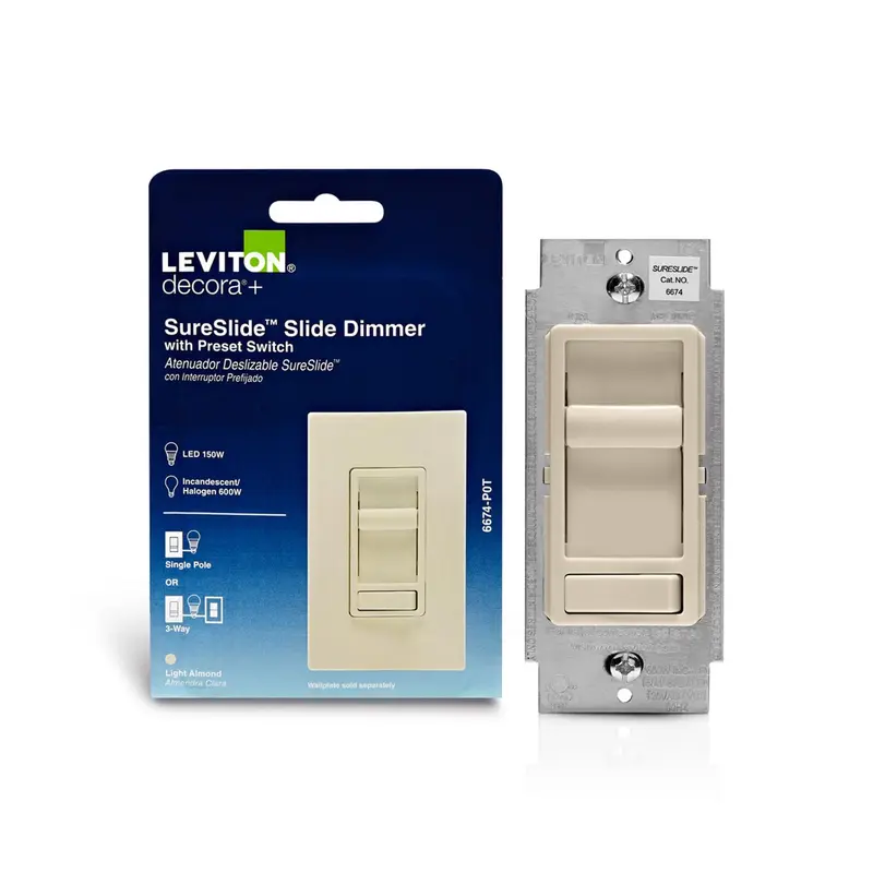 Leviton SureSlide Light Almond 600 W Preset Slide Dimmer Switch 1 pk - Deal of The Week
