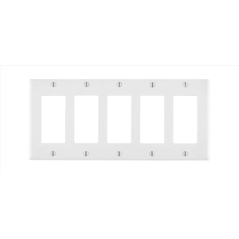 Leviton White 5 gang Thermoset Plastic Decorator Wall Plate 1 pk