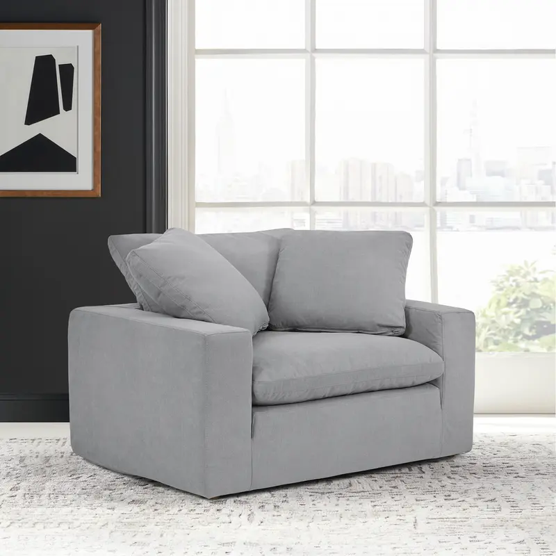 Liberty 51.5" Upholstered Chair and a Half in Slate Gray By Armen Living