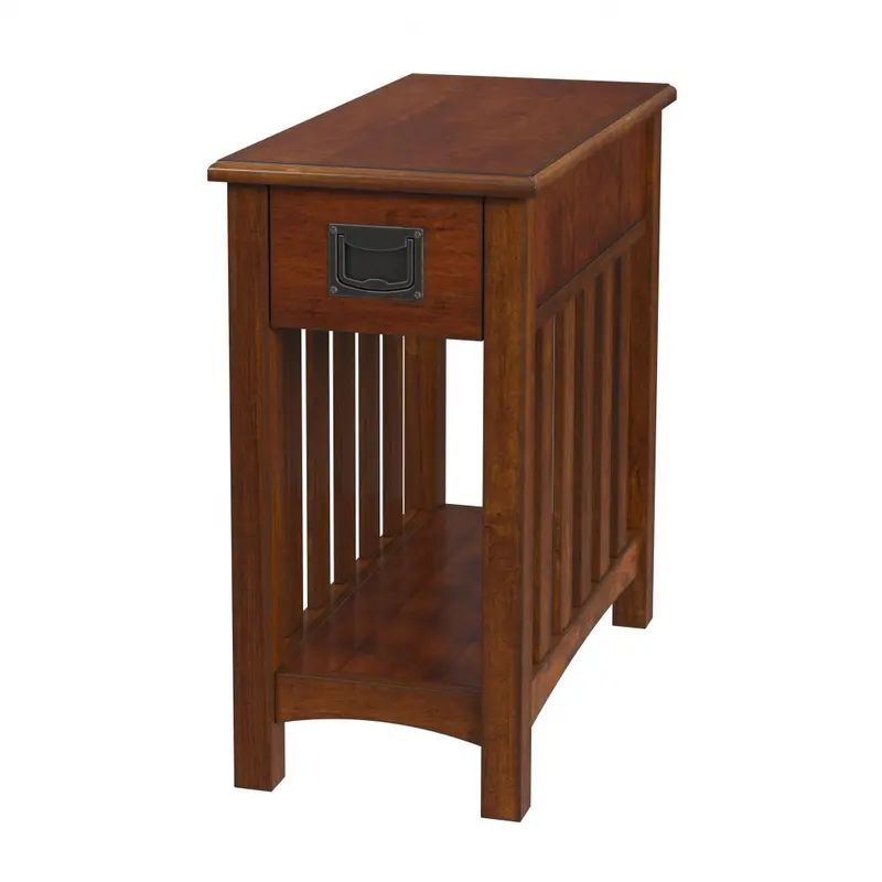 Light Brown Manufactured Wood Rectangular End Table With Drawer And Shelf By Homeroots