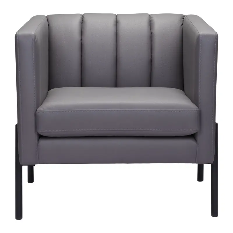 Light Gray And Black Faux Leather And Faux Leather Club Chair By Homeroots