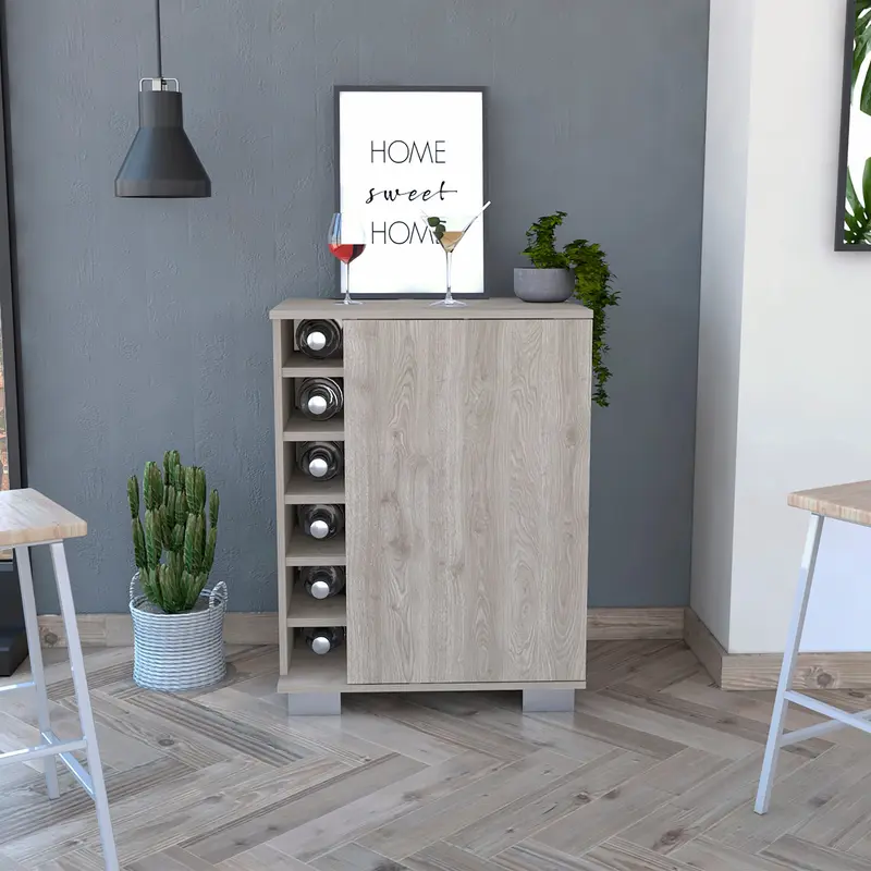 Light Gray Bar Cabinet with One Door Panel By Homeroots