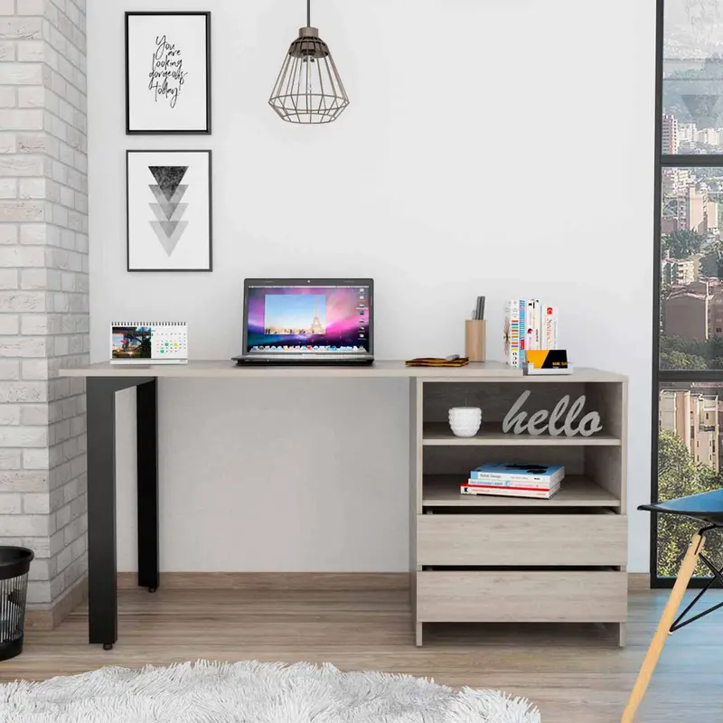 Light Gray Computer Desk By Homeroots - 403821