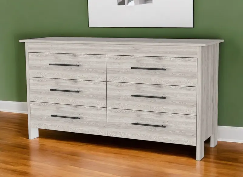 Light Gray Six Drawer Double Dresser By Homeroots